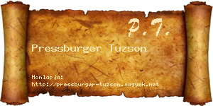 Pressburger Tuzson névjegykártya